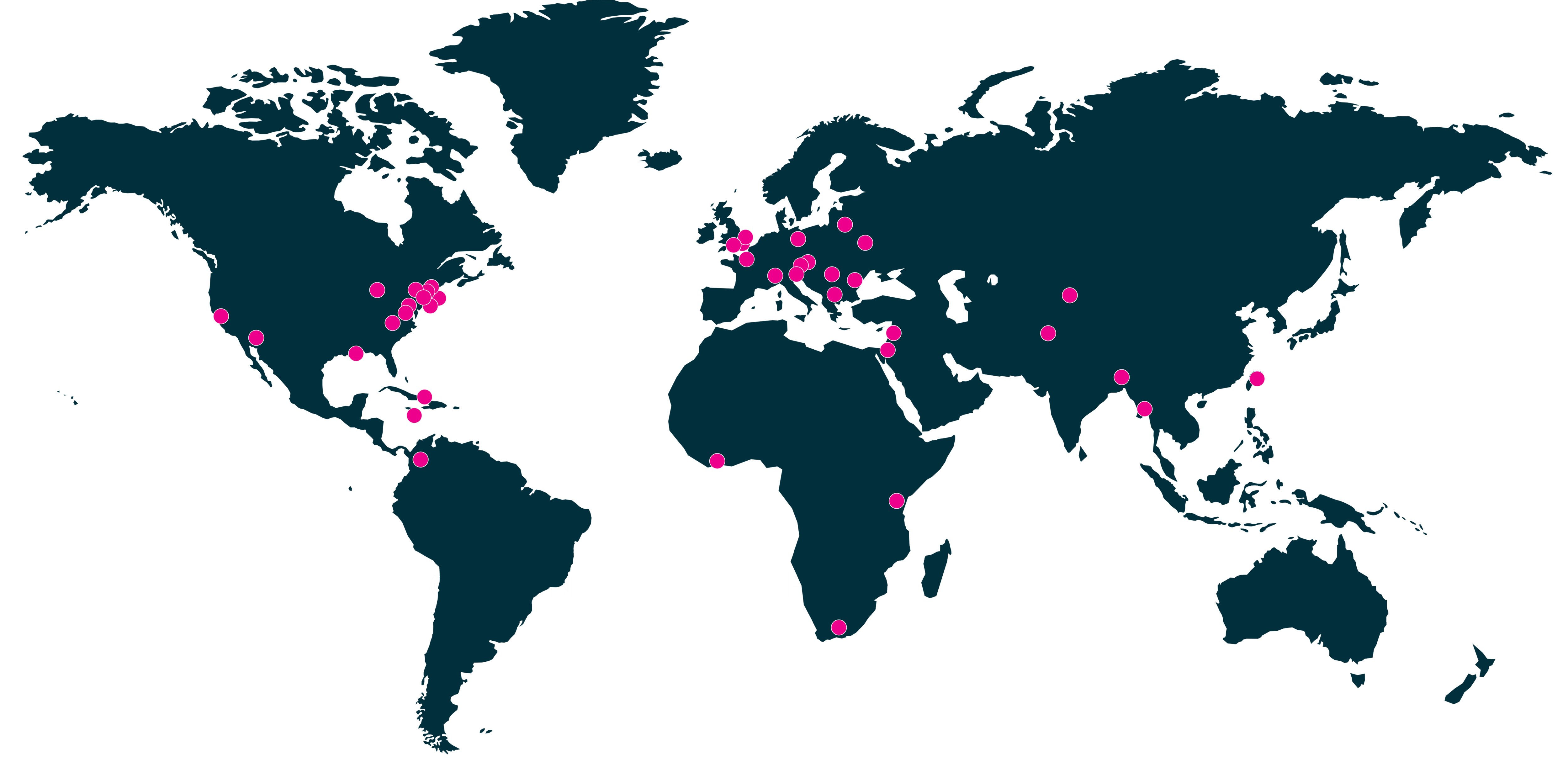 World map with dots indicating where OSUN partner institutions are located
